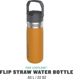 Stanley The IceFlow™ Flip Straw Water Bottle 0,65L - Thermosfles - Saffron -Keukenproducten Winkel 1114x1200
