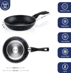 Westinghouse Koekenpan Inductie - Ø 24 Cm - Zwart Marmer - Geschikt Voor Alle Warmtebronnen -Keukenproducten Winkel 1176x1200