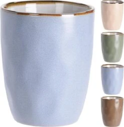 Excellent Houseware Set Van 4x Stuks Luxe Gekleurde Stoneware Bekers/koffiekopjes 280 Ml - Kopjes/koffiebekers -Keukenproducten Winkel 1177x1200