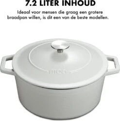 MOA Gietijzeren Braadpan - Inhoud 7,2 Liter - 30CM - Rond - Alle Warmtebronnen - Ook Voor Inductie - Gewicht 7,3 Kg - Wit - C30W -Keukenproducten Winkel 1192x1200 3