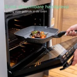 Coninx Grillpan 28CM - Steakpan - Afneembare Handgreep - PFAS-vrij - Grijs -Keukenproducten Winkel 1198x1200 11