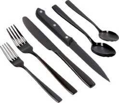 Deleca 6 Persoons Bestekset (36-delig) - Lepels, Messen, Vorken & Steakmessen - Vaatwasserbestendig - Zwart / RVS 18 Deleca 6 Persoons Bestekset (36-delig) - Lepels, Messen, Vorken & Steakmessen - Vaatwasserbestendig - Zwart / RVS -Keukenproducten Winkel 1200x1036