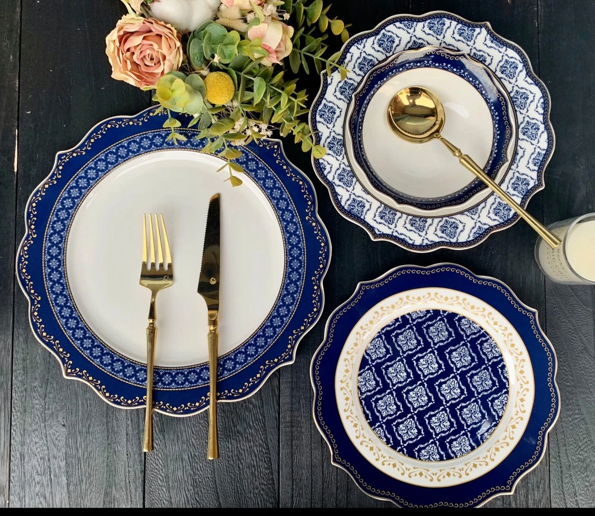 Selinex Porselein Serviesset Barok Blauw 25-delig 4 Selinex Porselein Serviesset Barok Blauw 25-delig - Afbeelding 2