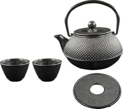 SakuraTea - Theepot Set - 4-delig - Gietijzer - Zwart - 0.8L - 2 Kopjes (100ml) -Keukenproducten Winkel 1200x1068 1