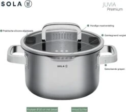 Sola Pannenset Juvia - 4 Delig - Ø 16,16,18,20 Cm - Zilver - RVS - Sandwichbodem -Keukenproducten Winkel 1200x1069