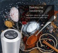 KROMS Peper En Zoutmolen Set - Peper En Zoutmolen Set Elektrisch -2 In 1 - Instelbare Maalgraad - Pepermolen - Zoutmolen - Peper En Zoutmolen Elektrisch -Keukenproducten Winkel 1200x1094 2