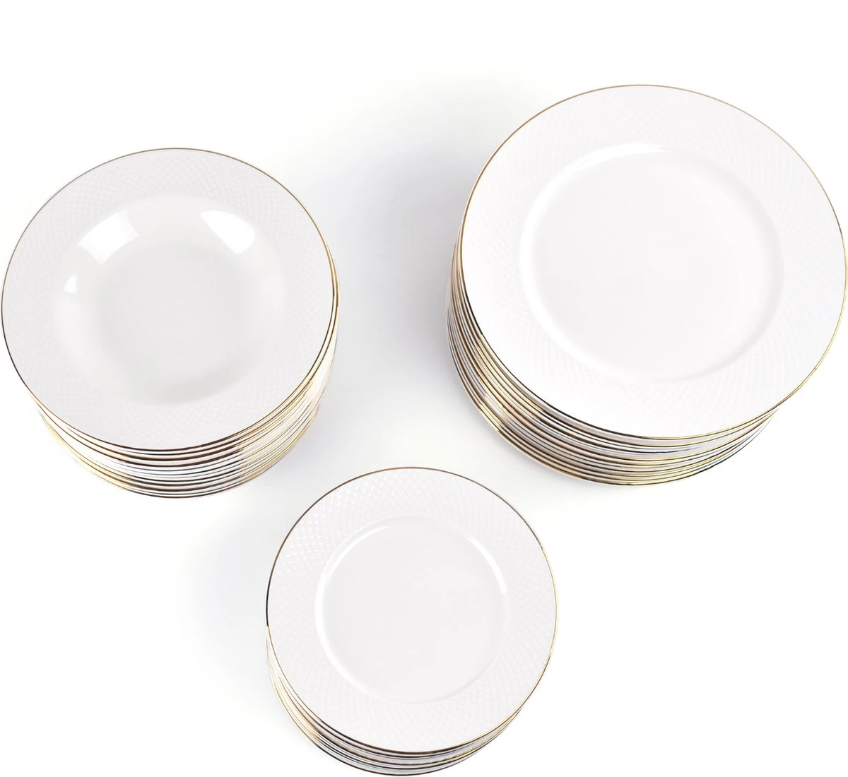 LeRijn® Serviesset Deventer 6 Persoons - 18 Delig - Licht Crème Wit Met Gouden Rand En Motief - Dinerborden - Soepborden - Dessertborden - Borden Servies - Bordenset 4 LeRijn® Serviesset Deventer 6 Persoons - 18 Delig - Licht Crème Wit Met Gouden Rand En Motief - Dinerborden - Soepborden - Dessertborden - Borden Servies - Bordenset - Afbeelding 2