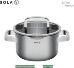 Sola Pannenset Juvia - 4 Delig - Ø 16,16,18,20 Cm - Zilver - RVS - Sandwichbodem -Keukenproducten Winkel 1200x1110