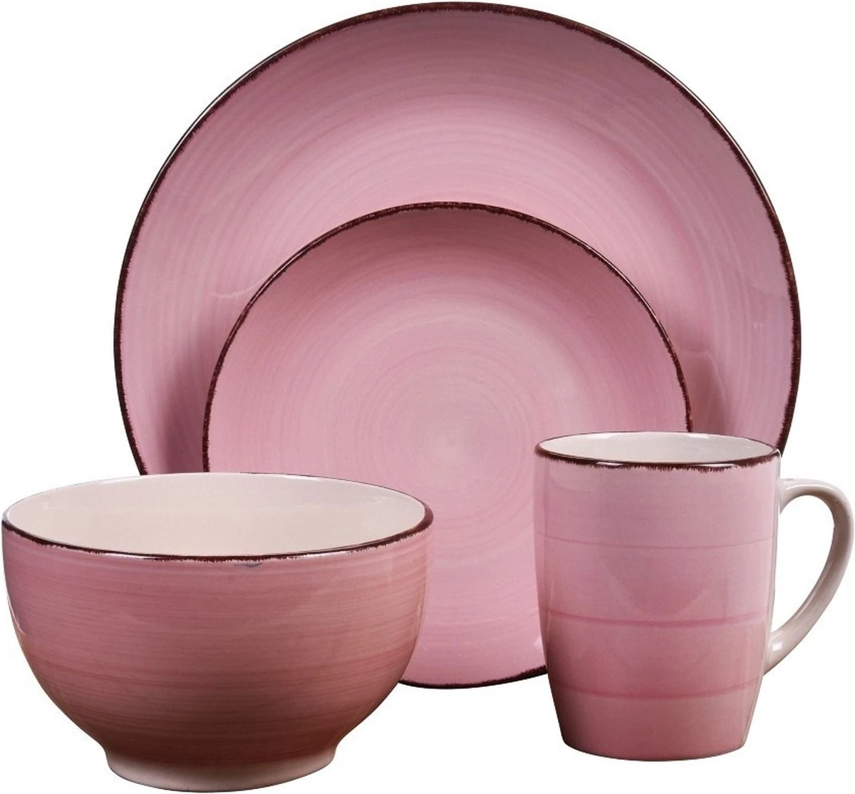 Excellent Houseware Excellent Serviesset 16 Delig - Aardewerk - Roze 5 Excellent Houseware Excellent Serviesset 16 Delig - Aardewerk - Roze - Afbeelding 3