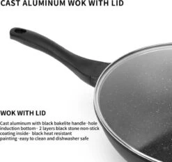 Swiss Pro+ Wokpan - Met Glazen Deksel - 28cm - Zwart -Keukenproducten Winkel 1200x1133