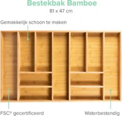 Grote Bestekbak Bamboe 81x47CM - Coninx Besteklade - Opbergbak - Duurzaam - Bamboe - Voor Laden Vanaf 47cm Diep -Keukenproducten Winkel 1200x1140