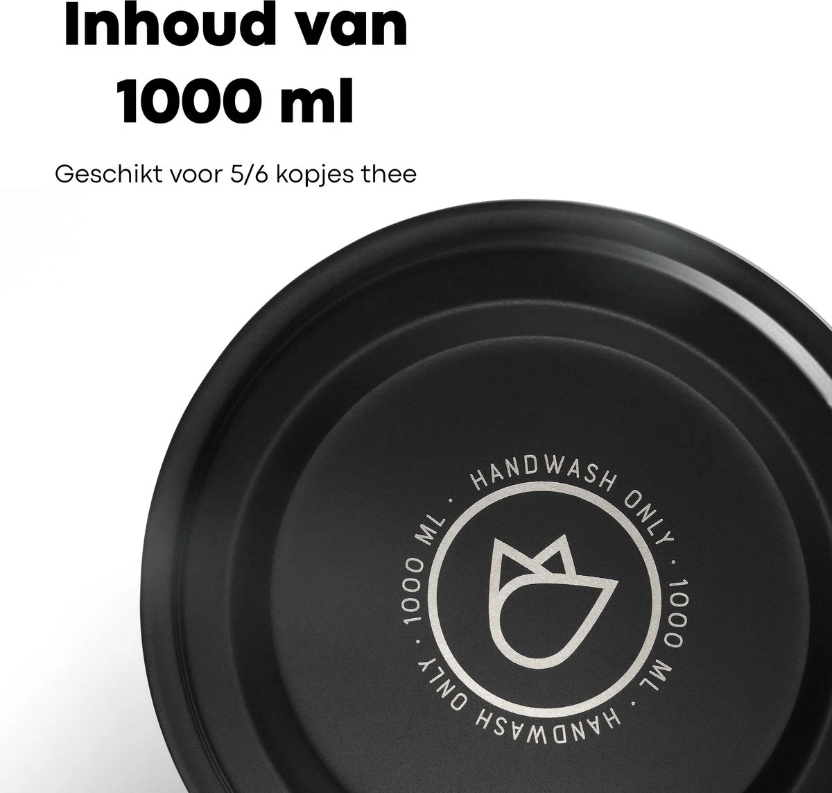 Vatten® - Premium RVS Theepot - Incl. RVS Theefilter - 1L - Zwart - Dubbelwandig 8 Vatten® - Premium RVS Theepot - Incl. RVS Theefilter - 1L - Zwart - Dubbelwandig - Afbeelding 6