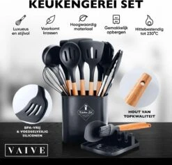 VAIVE Kookgerei Set 13-delig Met Houder - Keukengerei Set - Garde - Spatel Silicone -Keukenproducten Winkel 1200x1151