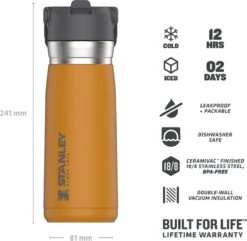 Stanley The IceFlow™ Flip Straw Water Bottle 0,65L - Thermosfles - Saffron -Keukenproducten Winkel 1200x1170 1