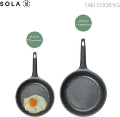 Sola Koekenpan Fair Cooking - Ø 28 Cm - Zwart/wit - Aluminium - Antiaanbaklaag -Keukenproducten Winkel 1200x1171 2