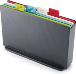Joseph Joseph Index Large Snijplankenset - Incl. Houder - 34 X 24 Cm - 4 Stuks - Graphite -Keukenproducten Winkel 1200x1178
