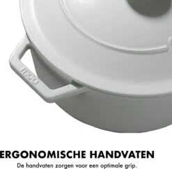 MOA Gietijzeren Braadpan - Inhoud 7,2 Liter - 30CM - Rond - Alle Warmtebronnen - Ook Voor Inductie - Gewicht 7,3 Kg - Wit - C30W -Keukenproducten Winkel 1200x1181