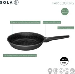 Sola - Fair Cooking Zwart/wit Greblon Anti Aanbaklaag 11 Sola - Fair Cooking Zwart/wit Greblon Anti Aanbaklaag -Keukenproducten Winkel 1200x1184