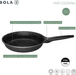 Sola Koekenpan Fair Cooking - Ø 28 Cm - Zwart/wit - Aluminium - Antiaanbaklaag -Keukenproducten Winkel 1200x1189 1