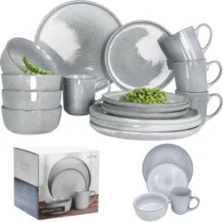 Excellent Serviesset - Servies - 16 Stuks - Aardewerk - Grijs -Keukenproducten Winkel 1200x1193 3