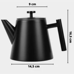 Castagnola Theepot Met Filter – Theekan – Theepot Dubbelwandig – Theepot Roestvrijstaal – Hoogwaardig RVS – 1 Liter – 5 Kopjes Thee – Zwart -Keukenproducten Winkel 1200x1195 15