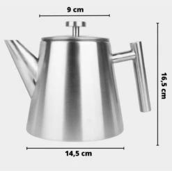 Castagnola Theepot Met Filter – Theekan – Theepot Dubbelwandig – Theepot Roestvrijstaal – Hoogwaardig RVS – 1 Liter – 5 Kopjes Thee – Zilver -Keukenproducten Winkel 1200x1195 6