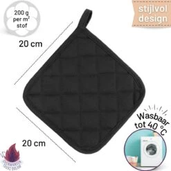 Merkloos Tavas Dream Hittebestendige Pannenlappen | 2 Stuks | Katoen, Thermolite | Tot 220°C | Zwart -Keukenproducten Winkel 1200x1200 1039