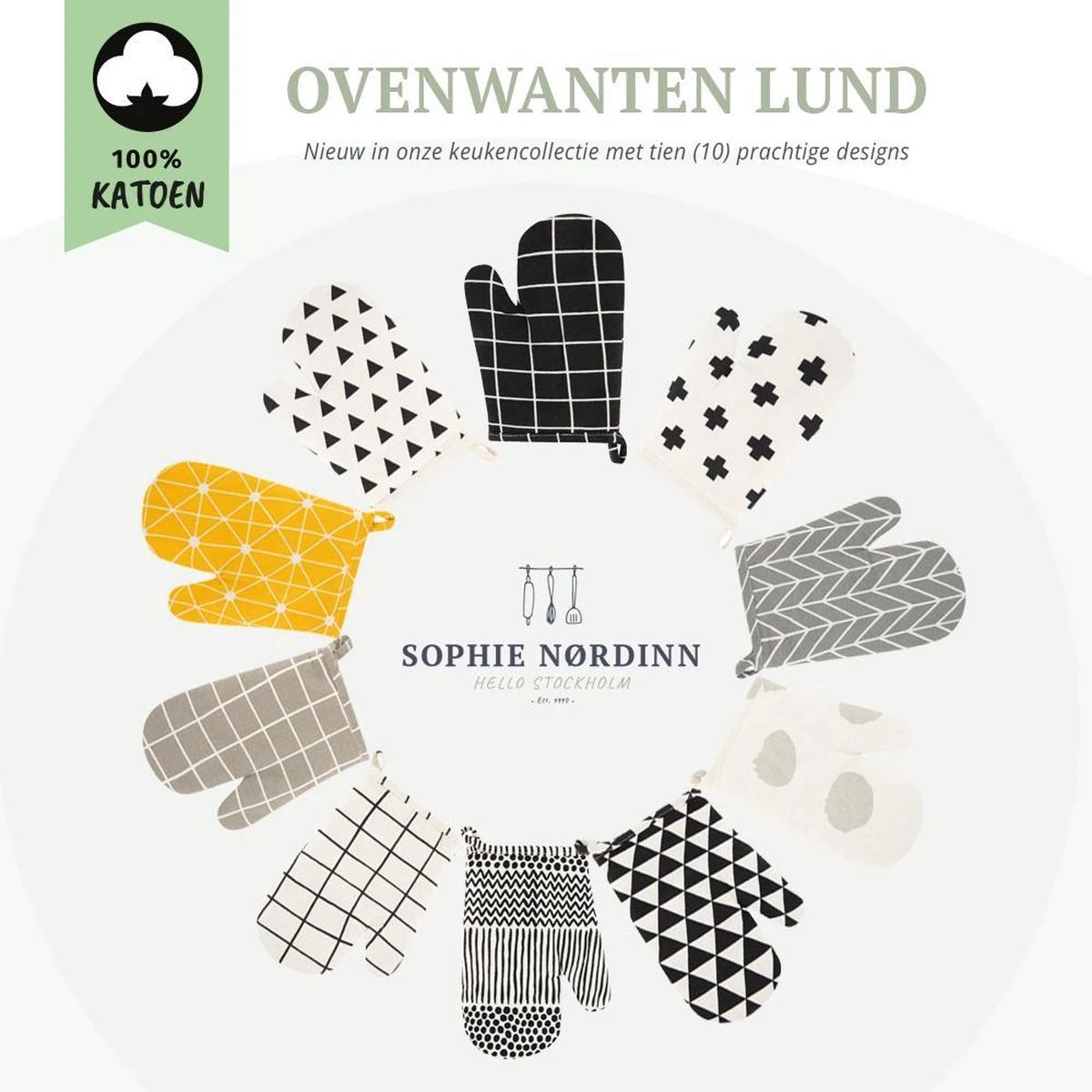 Ovenwanten Van Sophie Nordinn® - Ovenhandschoenen Lund (Artistiek Zwart) - Ovenwanten 2 Stuks - Katoen 5 Ovenwanten Van Sophie Nordinn® - Ovenhandschoenen Lund (Artistiek Zwart) - Ovenwanten 2 Stuks - Katoen - Afbeelding 3