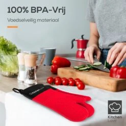 KitchenLove Ovenwanten - 2 Stuks Ovenhandschoenen - Hittebestendig Tot 250 °C - Siliconen - Rood -Keukenproducten Winkel 1200x1200 1060