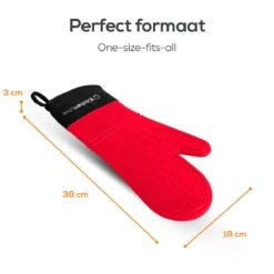 KitchenLove Ovenwanten - 2 Stuks Ovenhandschoenen - Hittebestendig Tot 250 °C - Siliconen - Rood -Keukenproducten Winkel 1200x1200 1062