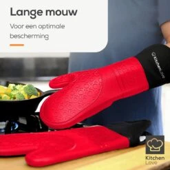 KitchenLove Ovenwanten - 2 Stuks Ovenhandschoenen - Hittebestendig Tot 250 °C - Siliconen - Rood -Keukenproducten Winkel 1200x1200 1066