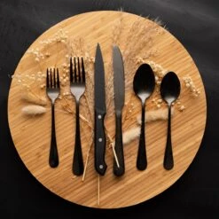 OEC Kitchen Bestekset 36-delig - Zwart - 6 Persoons - Steakmessen - Messen - Vorken - Lepels - RVS -Keukenproducten Winkel 1200x1200 12
