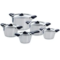 BK Q-linair Classic Pannenset - 5 Delig - RVS - Veilig Afgietsysteem - Inductie