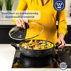 Westinghouse Hapjespan Inductie - Ø 32 Cm - Zwart Marmer - Met Deksel -Keukenproducten Winkel 1200x1200 451