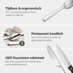 Deleca 8 Persoons Bestekset (48-delig) - Lepels, Messen, Vorken & Steakmessen - Vaatwasserbestendig - Zilver / RVS -Keukenproducten Winkel 1200x1200 50