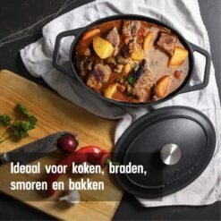 Gietijzeren Braadpan - Sudderpan Zwart Van Daumonet - Ovaal - Ø 29 Cm - 3 Liter - 100% PFAS & PFOA Vrij - Emaille - Geschikt Voor Alle Warmtebronnen - Elektrisch - Gas - Halogeen - Inductie - Keramisch - Vaatwasserbestendig -Keukenproducten Winkel 1200x1200 509
