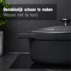 Gietijzeren Braadpan - Sudderpan Zwart Van Daumonet - Ovaal - Ø 29 Cm - 3 Liter - 100% PFAS & PFOA Vrij - Emaille - Geschikt Voor Alle Warmtebronnen - Elektrisch - Gas - Halogeen - Inductie - Keramisch - Vaatwasserbestendig -Keukenproducten Winkel 1200x1200 510