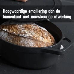 Gietijzeren Braadpan - Sudderpan Zwart Van Daumonet - Ovaal - Ø 29 Cm - 3 Liter - 100% PFAS & PFOA Vrij - Emaille - Geschikt Voor Alle Warmtebronnen - Elektrisch - Gas - Halogeen - Inductie - Keramisch - Vaatwasserbestendig -Keukenproducten Winkel 1200x1200 513