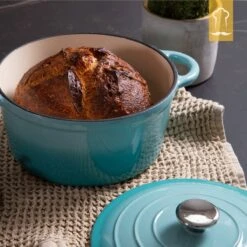 Chefarone Gietijzeren Pan - Braadpan Inclusief Deksel - Geschikt Voor Alle Warmtebronnen - Geëmailleerd Blauw -Keukenproducten Winkel 1200x1200 559