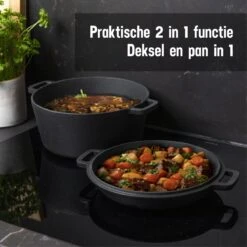 Daumonet Ducasse Gietijzeren Double Use Braadpan - Combi Sudderpan Zwart - 2-in-1 Bak- En Braadpan - PFAS & PFOA Vrij - Rond - Ø 26 Cm - 4,4 Liter - Emaille - Alle Warmtebronnen - Elektrisch - Gas - Halogeen - Inductie - Keramisch 14 Daumonet Ducasse Gietijzeren Double Use Braadpan - Combi Sudderpan Zwart - 2-in-1 Bak- En Braadpan - PFAS & PFOA Vrij - Rond - Ø 26 Cm - 4,4 Liter - Emaille - Alle Warmtebronnen - Elektrisch - Gas - Halogeen - Inductie - Keramisch -Keukenproducten Winkel 1200x1200 664