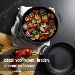 Daumonet Ducasse Gietijzeren Double Use Braadpan - Combi Sudderpan Zwart - 2-in-1 Bak- En Braadpan - PFAS & PFOA Vrij - Rond - Ø 26 Cm - 4,4 Liter - Emaille - Alle Warmtebronnen - Elektrisch - Gas - Halogeen - Inductie - Keramisch 15 Daumonet Ducasse Gietijzeren Double Use Braadpan - Combi Sudderpan Zwart - 2-in-1 Bak- En Braadpan - PFAS & PFOA Vrij - Rond - Ø 26 Cm - 4,4 Liter - Emaille - Alle Warmtebronnen - Elektrisch - Gas - Halogeen - Inductie - Keramisch -Keukenproducten Winkel 1200x1200 665