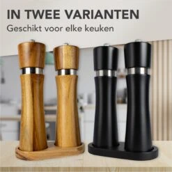 Nimma® Peper En Zoutmolen Set - Incl Navul Lepel - Verstelbare Maalgraad - Acacia Hout -Keukenproducten Winkel 1200x1200 684