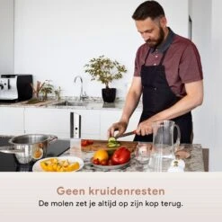 DODANA Premium Peper - & Zoutmolen Elektrisch - 1 Stuk - Pepermolen - Zoutmolen - Oplaadbaar - USB - Elektrische Pepermolen - RVS - Zwaartekracht Functie - LED Lamp - Nl Handleiding - Incl Borsteltje -Keukenproducten Winkel 1200x1200 693