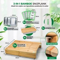 Ecowize 3-in-1 Bamboe Snijplank Met Opvangbak - Snijplank Hout Incl. 3 Roestvrijstalen Opvangbakjes Met Bamboe Deksel, 4 Inzetbare Raspen - Groentesnijder, Hakblok, Borrelplank, Tapasplank, Broodplank - 40x30cm - Duurzaam Cadeau -Keukenproducten Winkel 1200x1200 723