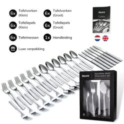 Deleca 6 Persoons Bestekset Deluxe (30-delig) - Vorken, Lepels En Messen - Vaatwasserbestendig - Gehamerd - Zilver / RVS 18 Deleca 6 Persoons Bestekset Deluxe (30-delig) - Vorken, Lepels En Messen - Vaatwasserbestendig - Gehamerd - Zilver / RVS -Keukenproducten Winkel 1200x1200 75