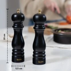 Deleca Luxe Peper En Zoutmolen Set - Met Geschenkdoos - Zout / Pepermolen - Rubberhout - Zwart & Goud -Keukenproducten Winkel 1200x1200 753