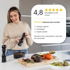 Deleca Luxe Peper En Zoutmolen Set - Met Geschenkdoos - Zout / Pepermolen - Rubberhout - Zwart & Goud -Keukenproducten Winkel 1200x1200 754