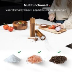 Deleca Luxe Peper En Zoutmolen Set - Zout / Pepermolen - Handmatig - Met Navul Lepel & Geschenkdoos - Acacia Hout - Rond -Keukenproducten Winkel 1200x1200 758