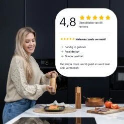 Deleca Luxe Peper En Zoutmolen Set - Zout / Pepermolen - Handmatig - Met Navul Lepel & Geschenkdoos - Acacia Hout - Rond -Keukenproducten Winkel 1200x1200 765