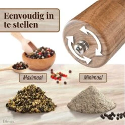 Dieux® - Peper En Zoutmolen Set - Cilinder Vorm - 22CM - Zout Peper Kruiden - 2 Stuks - Acacia Hout - Instelbare Maalgraad - Duurzaam - Luxe Kwaliteit - Hervulbaar - Pepermolen - Zoutmolen - BBQ Accesoires - Pasen -Keukenproducten Winkel 1200x1200 767